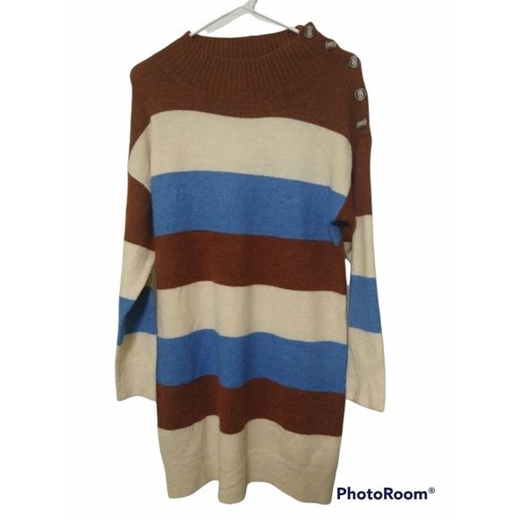 Altar'd State Women's Striped Mock Collar Sweater Dress Size S - Picture 1 of 11